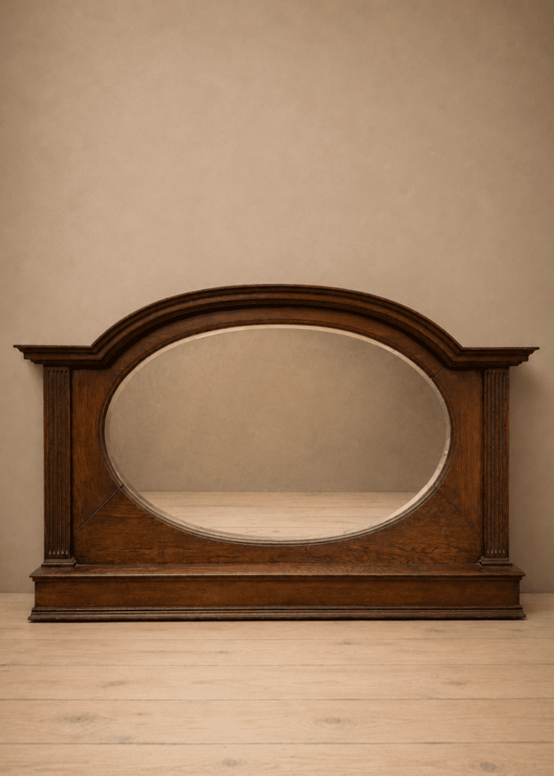 Oak overmantle mirror