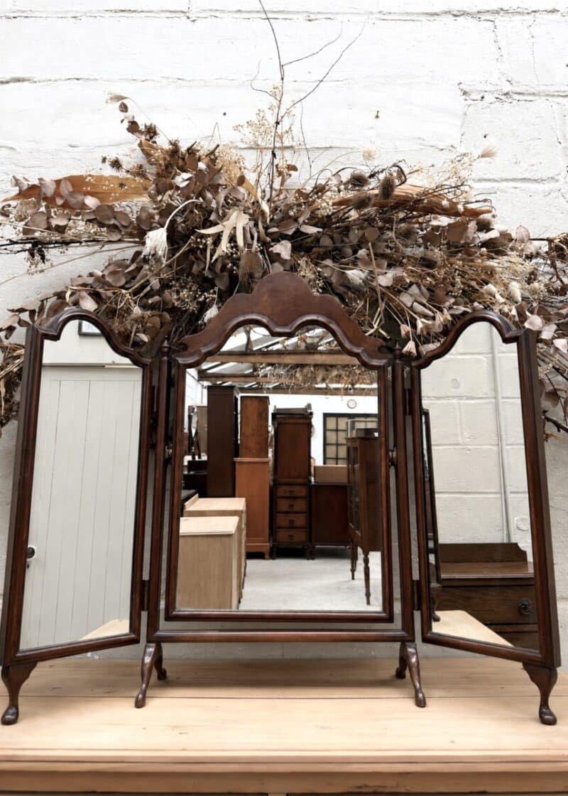 Mahogany triple dressing table mirror