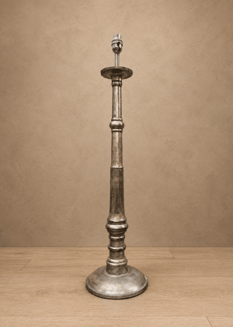 Large silvered candlestick lamp