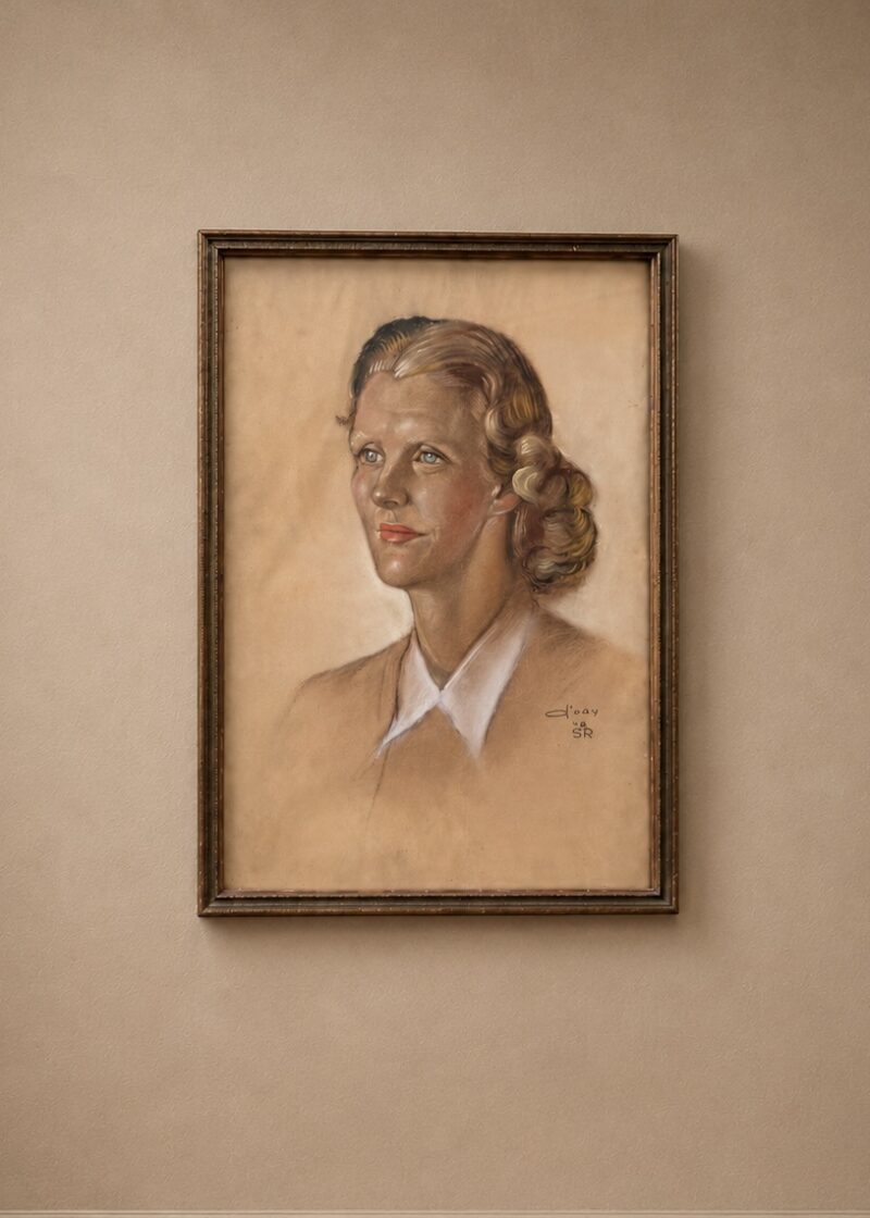 Vintage pastel portrait drawing
