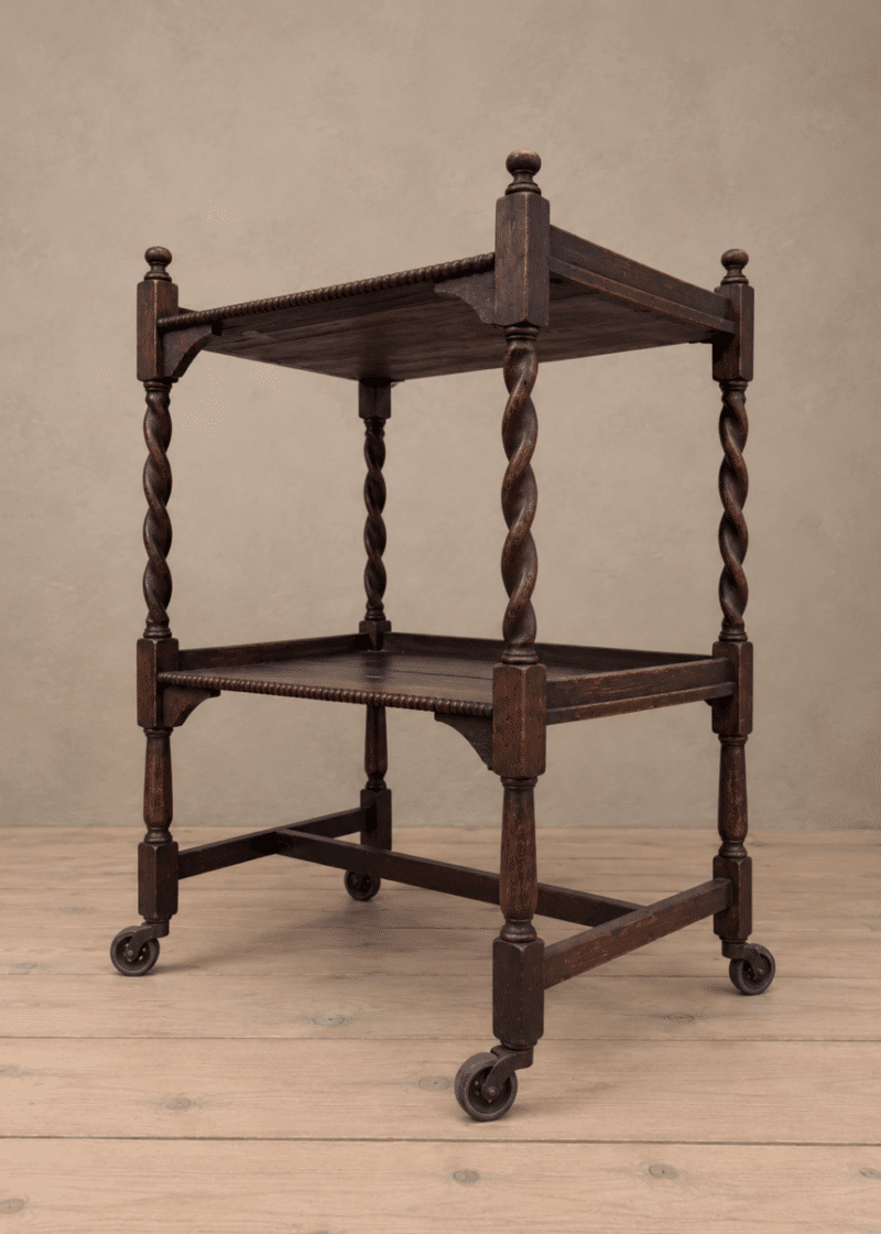 Edwardian oak tea trolley